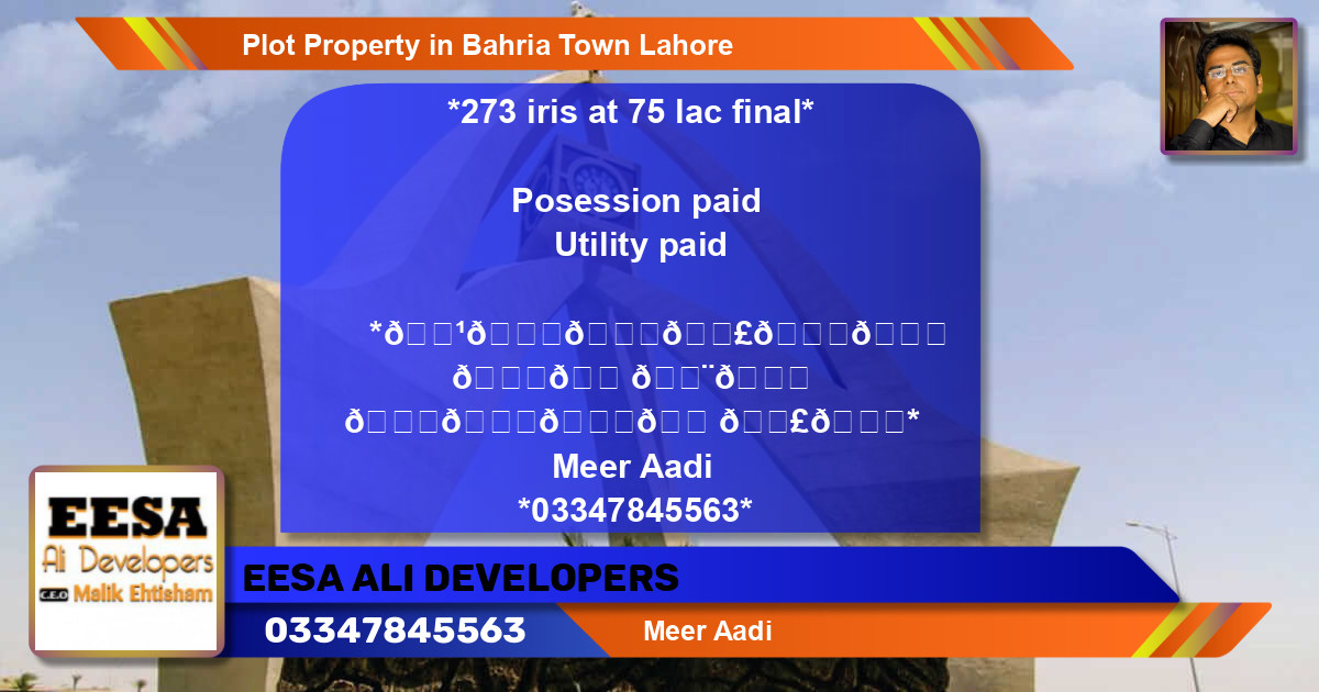 Residential Plot for Sale in Bahria Town, Lahore - (BP-63287)