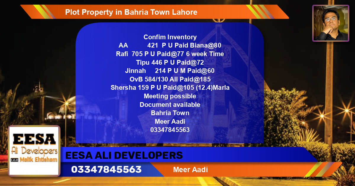 Residential Plot for Sale in Bahria Town, Lahore - (BP-63295)