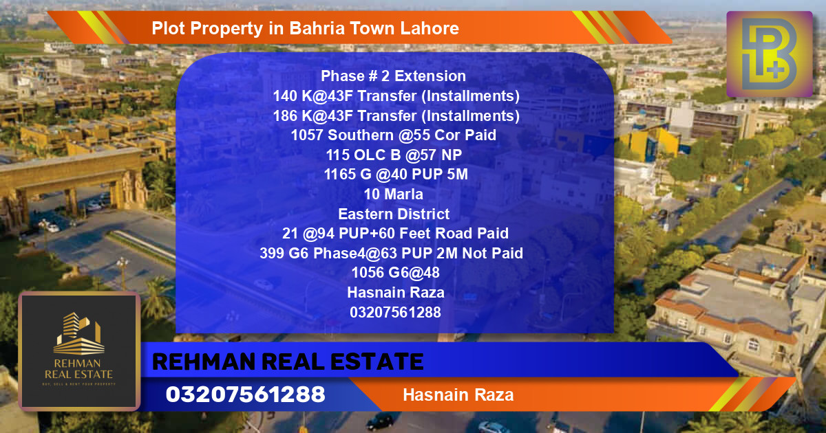 Residential Plot for Sale in Bahria Town, Lahore - (BP-63323)