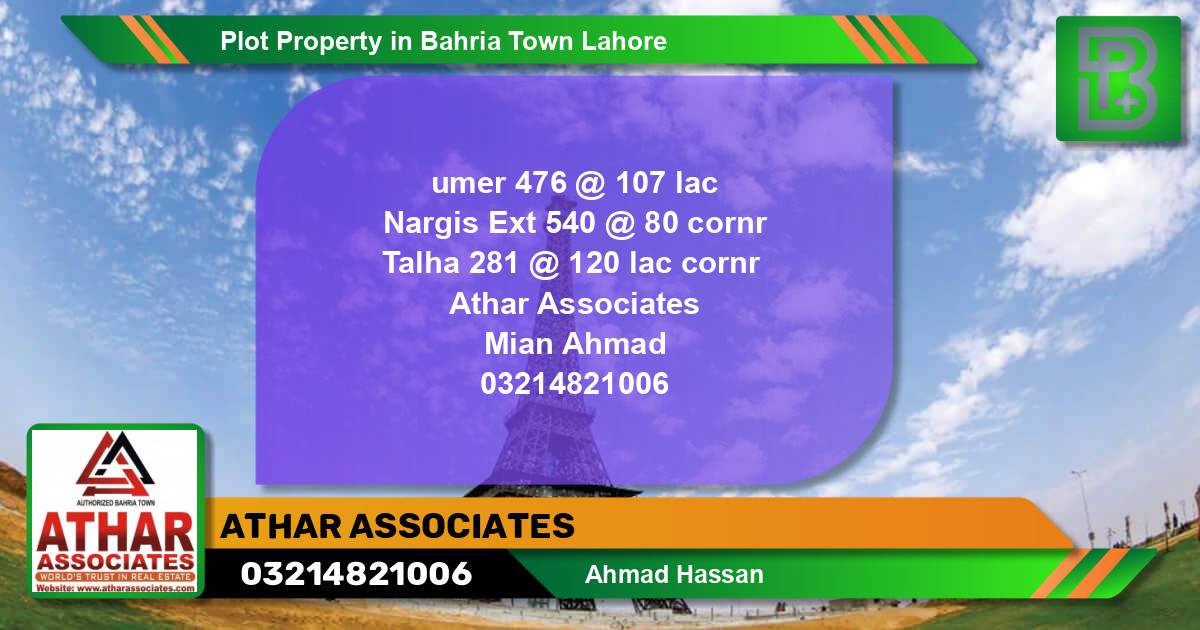 Residential Plot for Sale in Bahria Town, Lahore - (BP-63330)