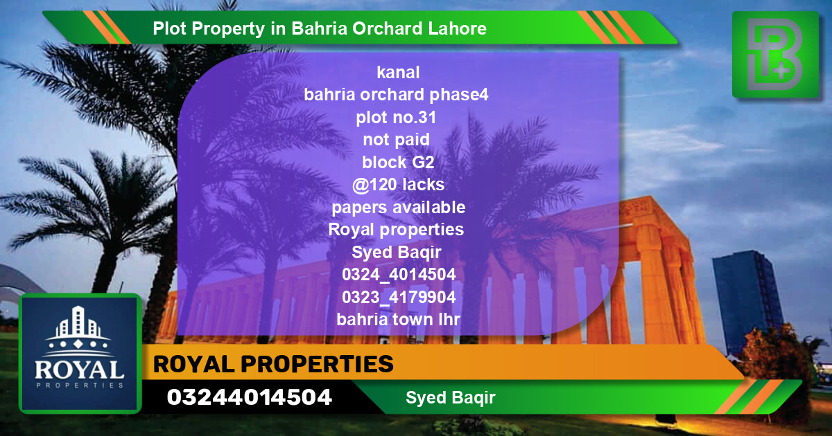 Residential Plot for Sale in Bahria Orchard, Lahore - (BP-63344)