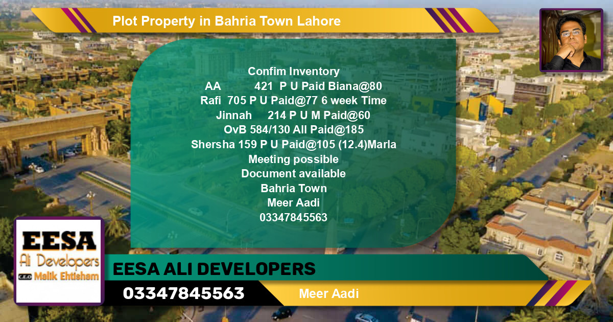 Residential Plot for Sale in Bahria Town, Lahore - (BP-63358)