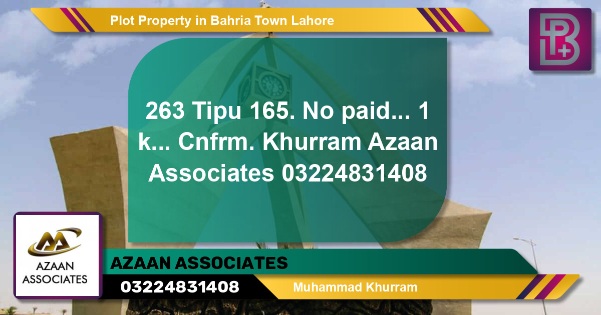 Residential Plot for Sale in Bahria Town, Lahore - (BP-63376)