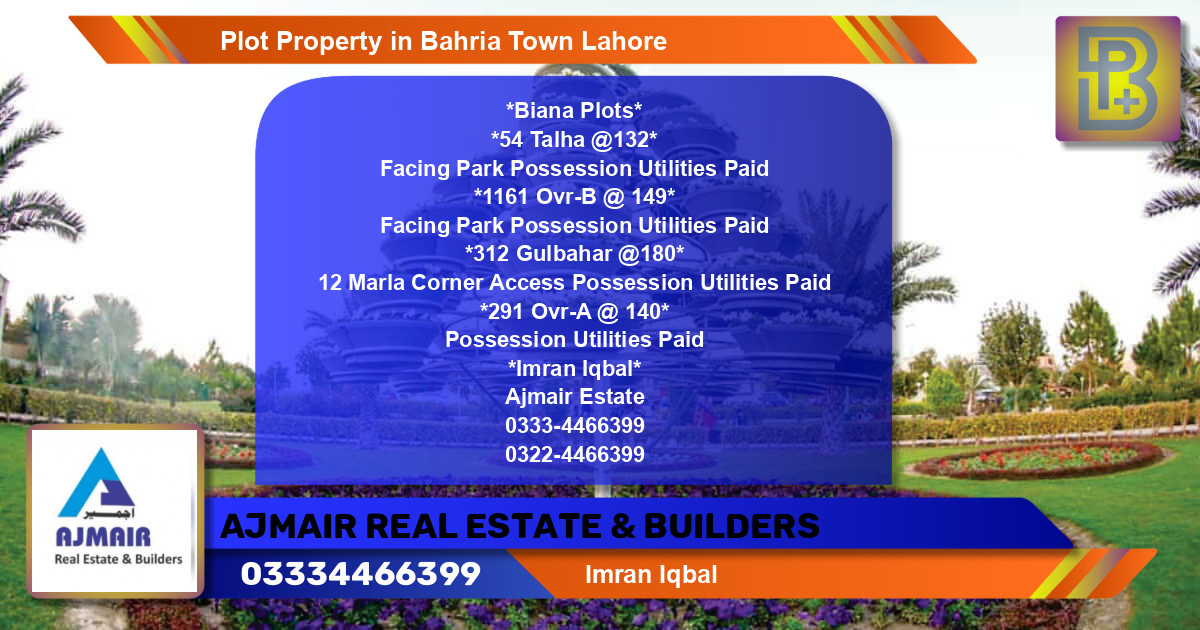 Residential Plot for Sale in Bahria Town, Lahore - (BP-63415)