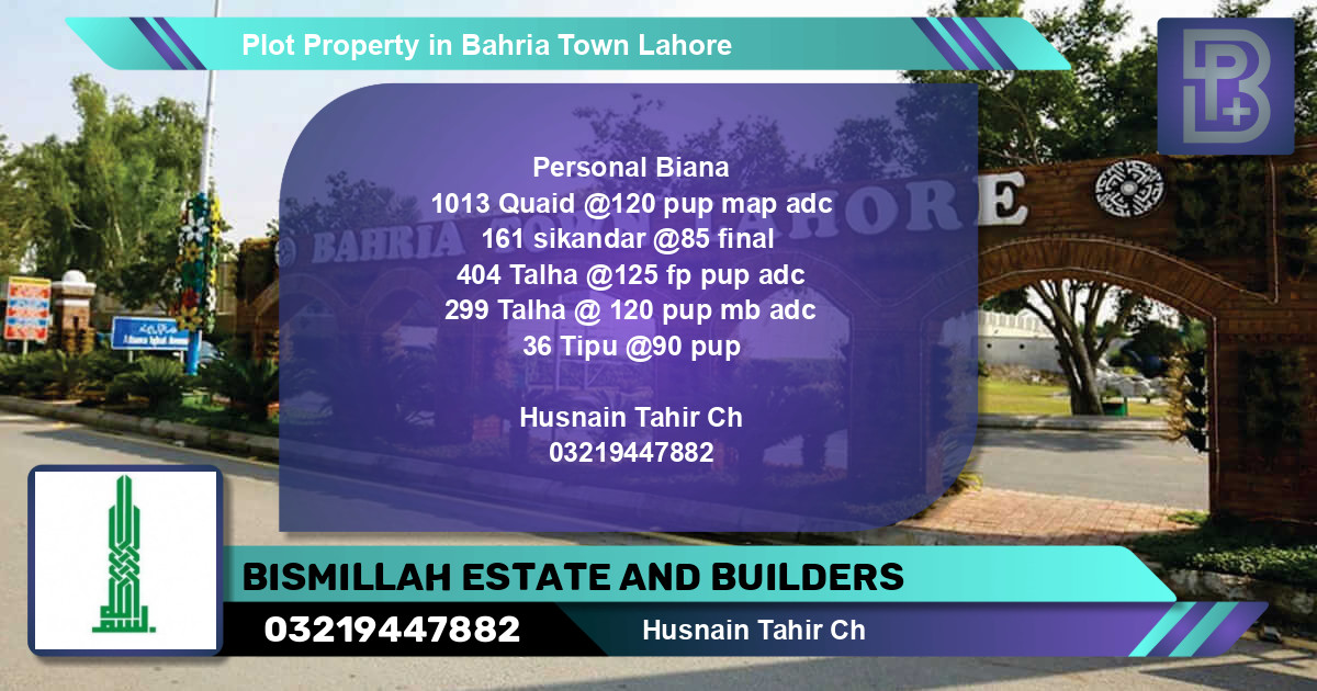 Residential Plot for Sale in Bahria Town, Lahore - (BP-63470)