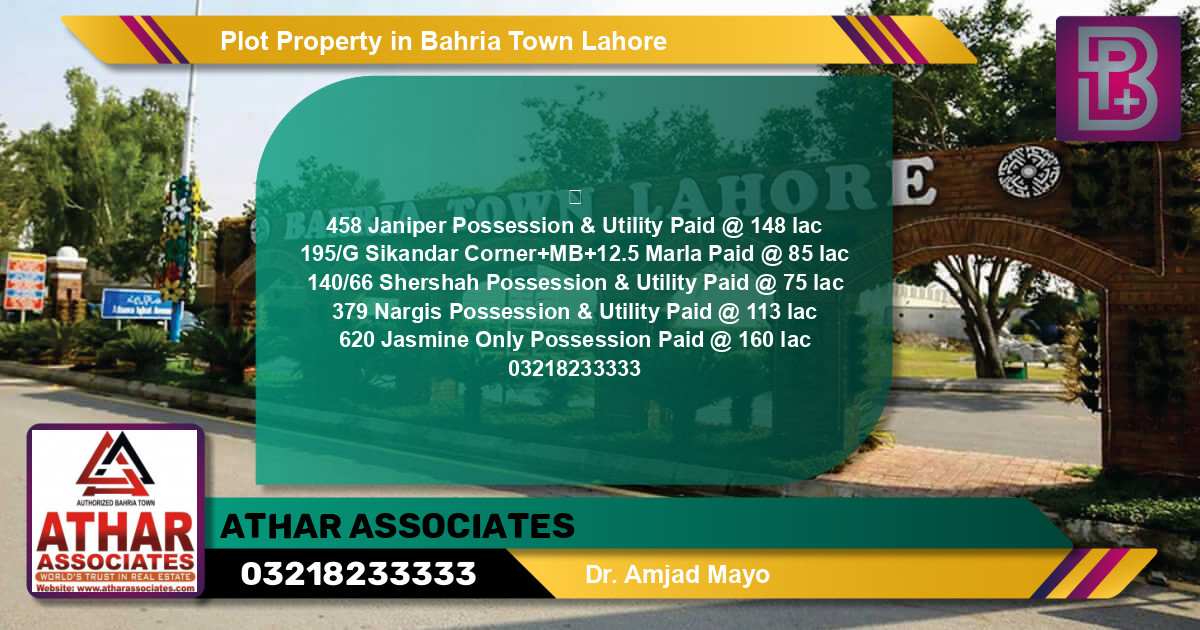 Residential Plot for Sale in Bahria Town, Lahore - (BP-63479)