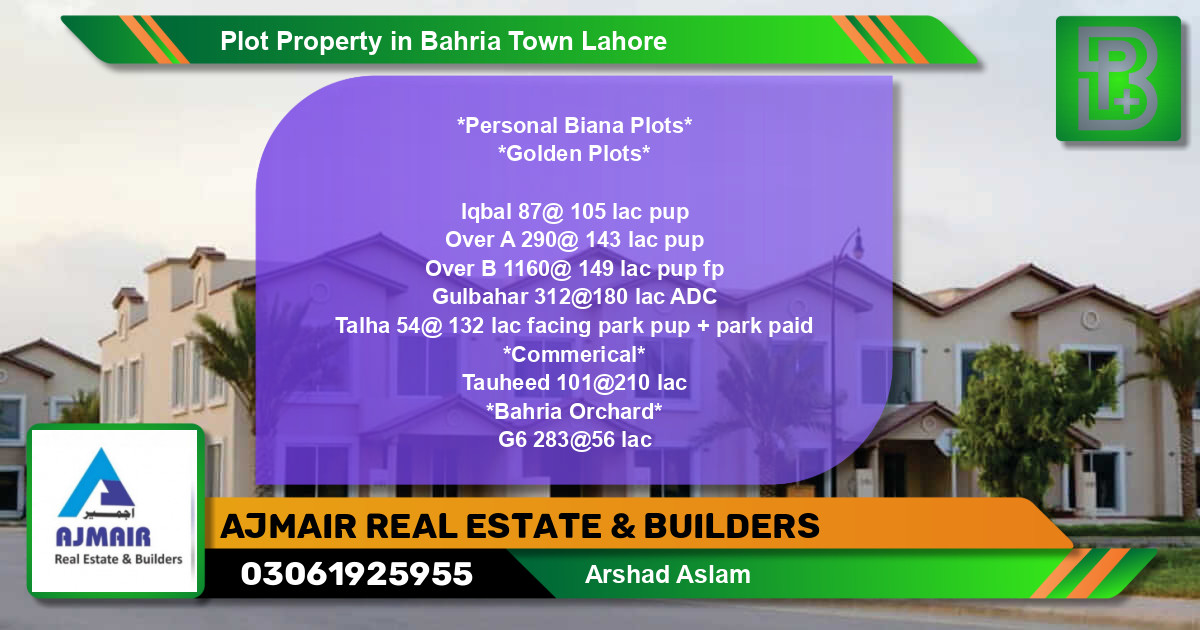 Residential Plot for Sale in Bahria Town, Lahore - (BP-63485)