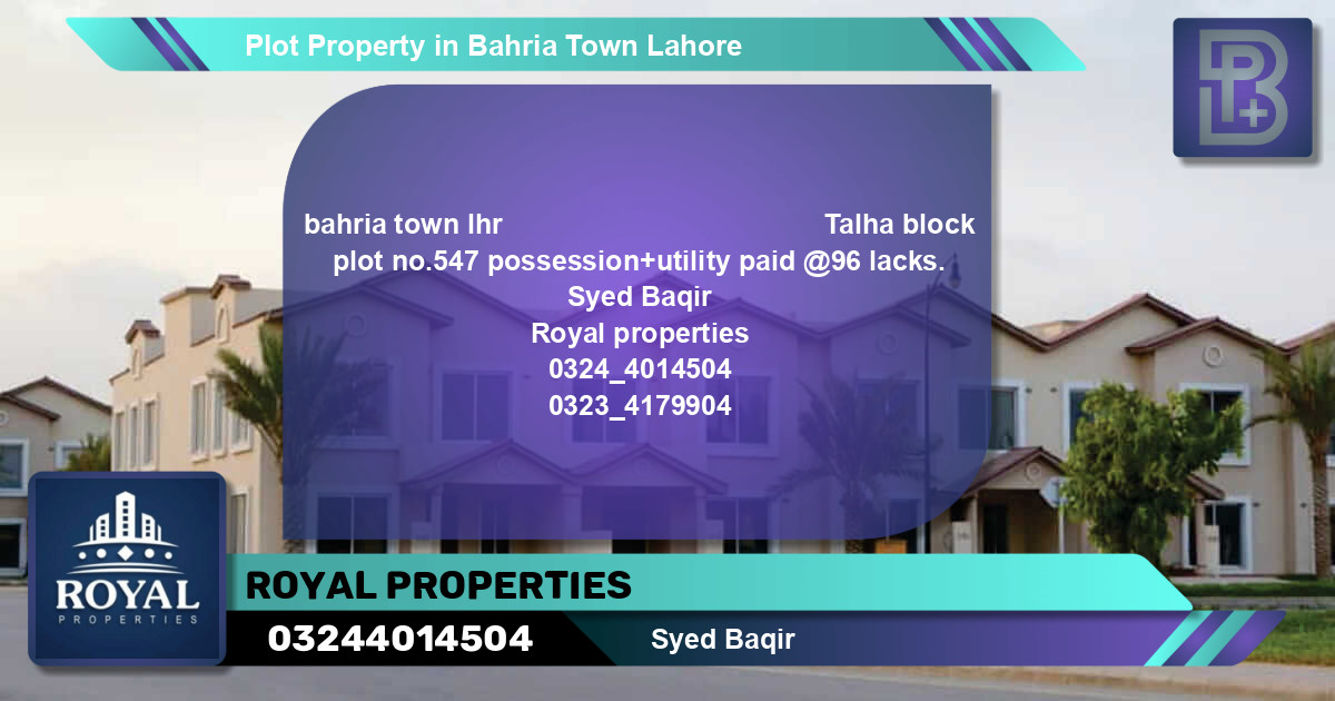 Residential Plot for Sale in Bahria Town, Lahore - (BP-63487)