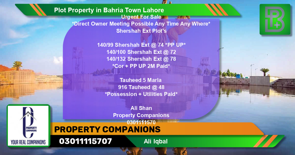 Residential Plot for Sale in Bahria Town, Lahore - (BP-63502)