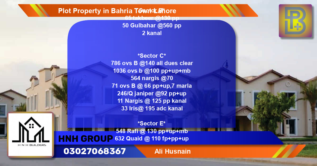 Residential Plot for Sale in Bahria Town, Lahore - (BP-63507)