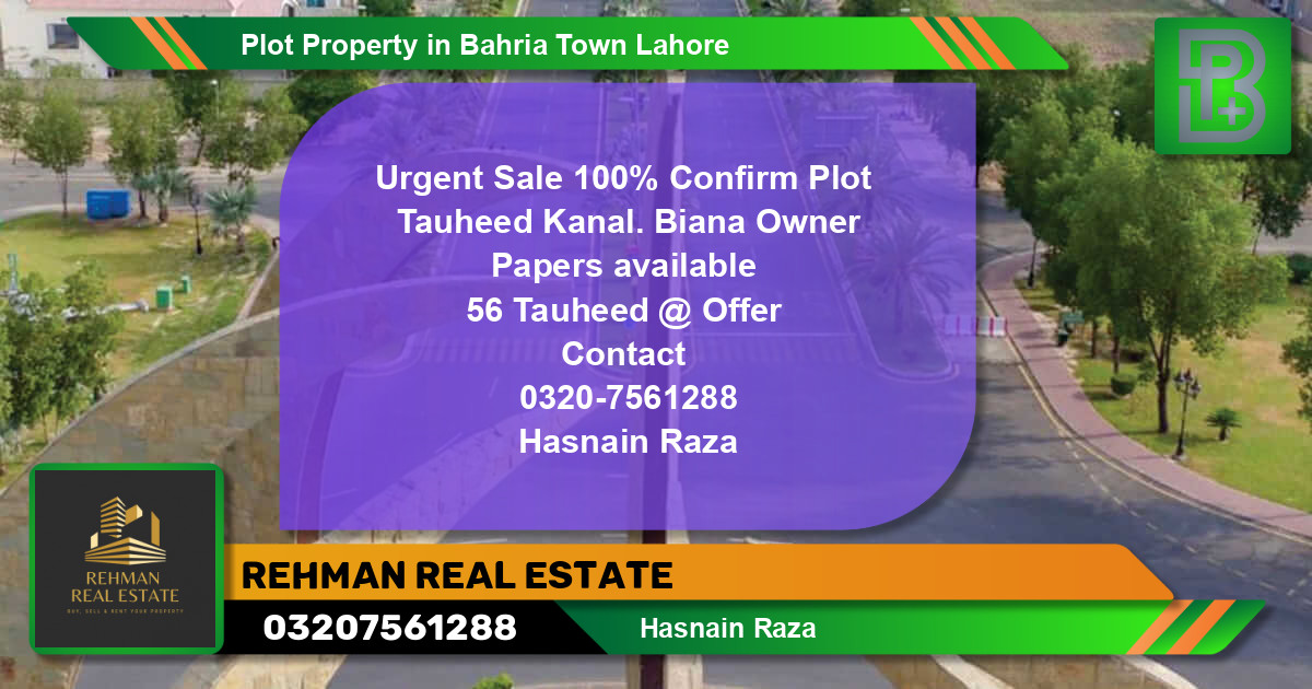 Residential Plot for Sale in Bahria Town, Lahore - (BP-63558)