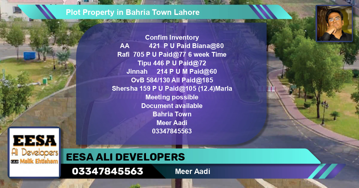 Residential Plot for Sale in Bahria Town, Lahore - (BP-63559)