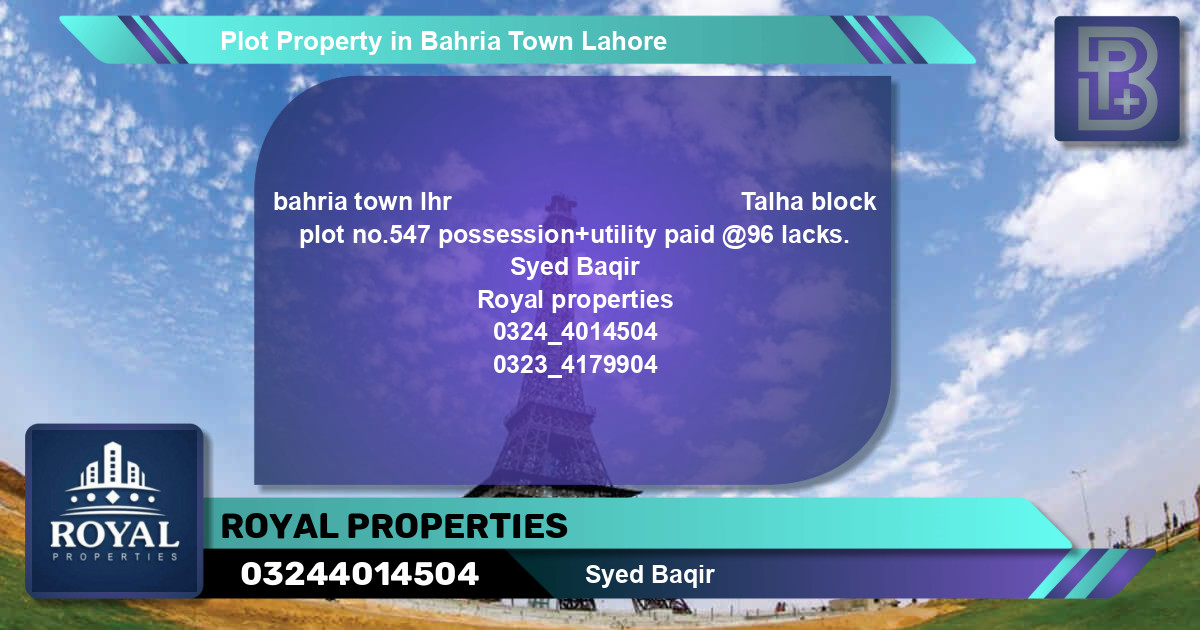 Residential Plot for Sale in Bahria Town, Lahore - (BP-63610)