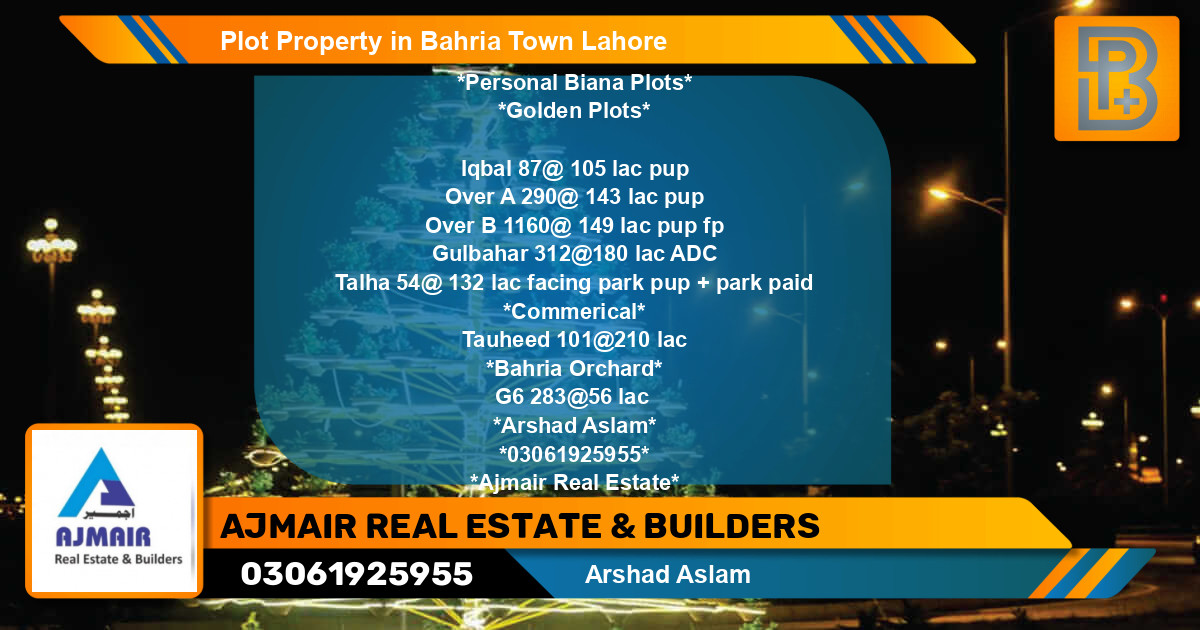 Residential Plot for Sale in Bahria Town, Lahore - (BP-63639)