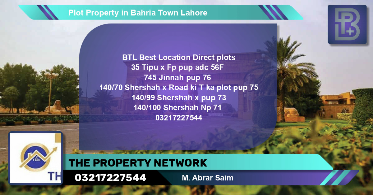 Residential Plot for Sale in Bahria Town, Lahore - (BP-63640)