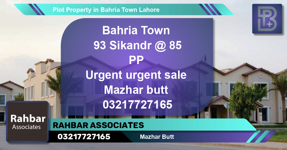 Residential Plot for Sale in Bahria Town, Lahore - (BP-63657)