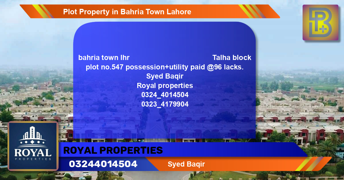 Residential Plot for Sale in Bahria Town, Lahore - (BP-63685)