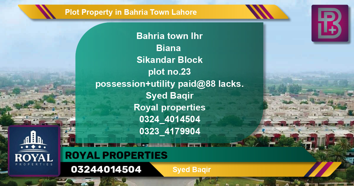 Residential Plot for Sale in Bahria Town, Lahore - (BP-63690)
