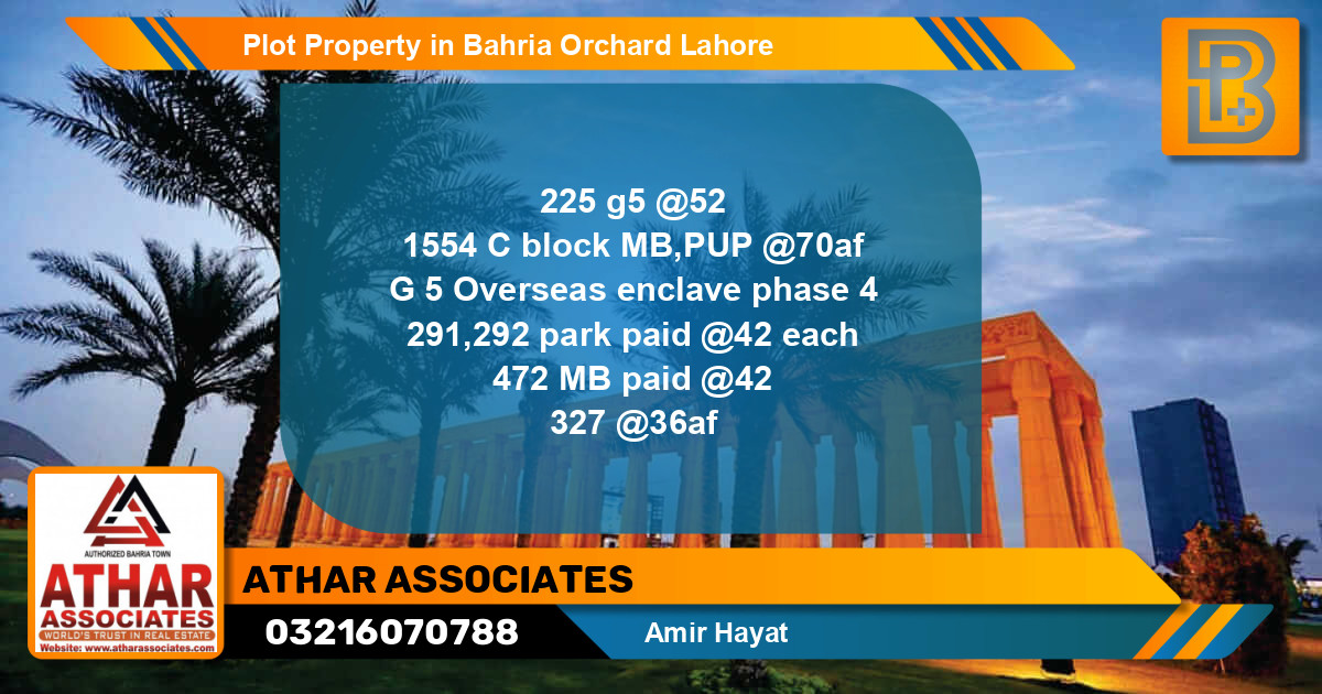 Residential Plot for Sale in Bahria Orchard, Lahore - (BP-63703)