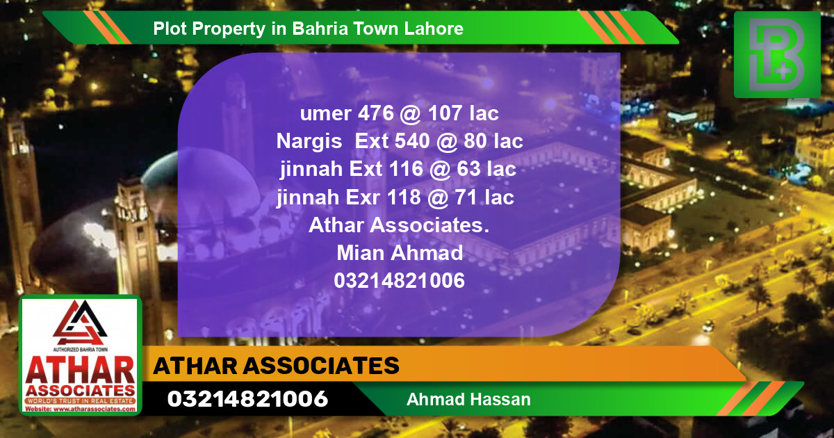 Residential Plot for Sale in Bahria Town, Lahore - (BP-63704)