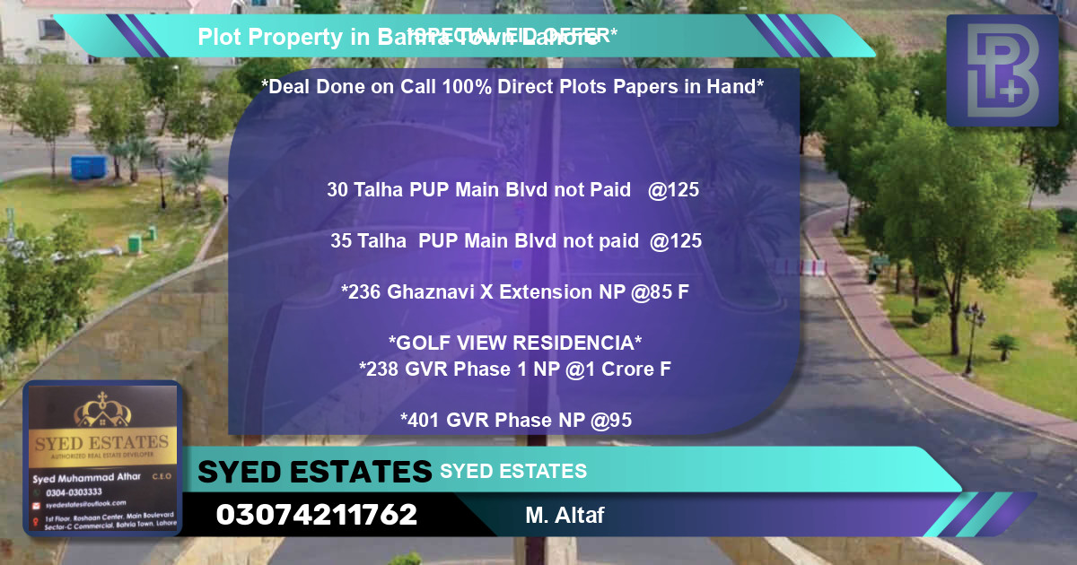 Residential Plot for Sale in Bahria Town, Lahore - (BP-63708)