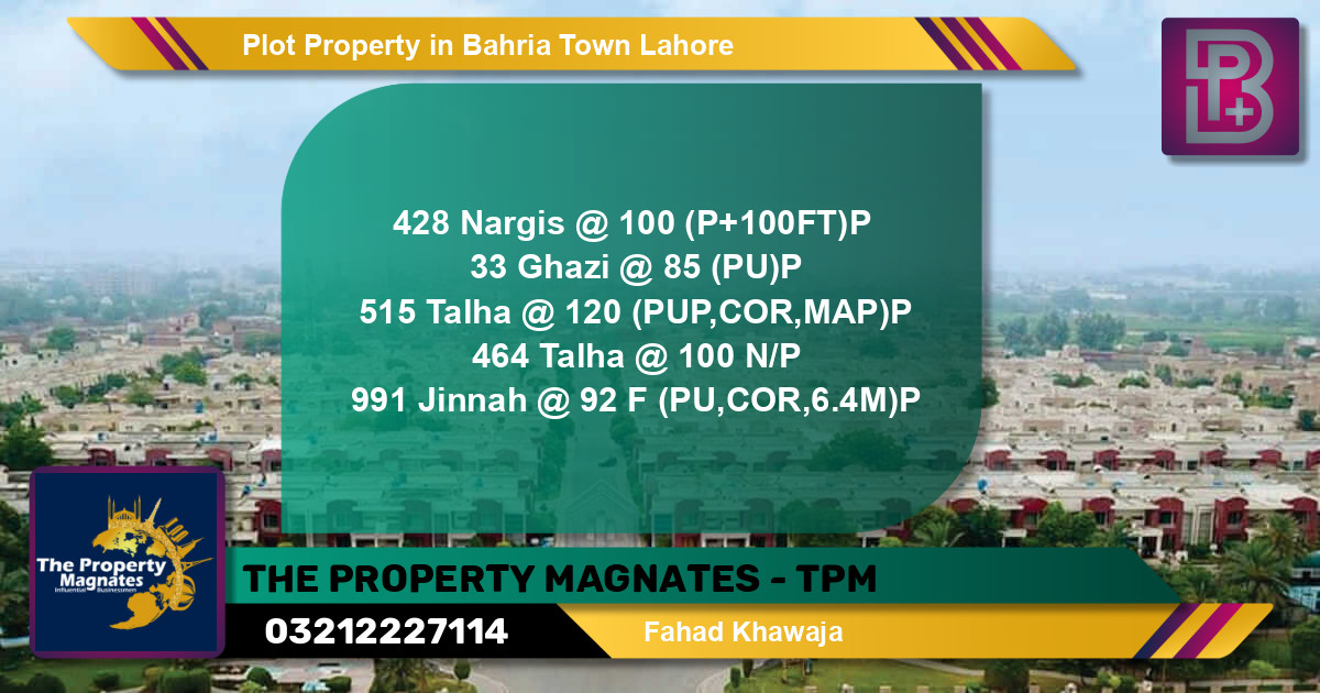 Residential Plot for Sale in Bahria Town, Lahore - (BP-63799)