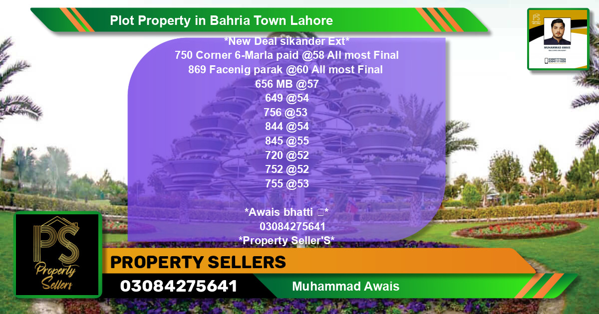 Residential Plot for Sale in Bahria Town, Lahore - (BP-63800)