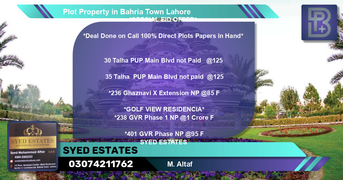 Residential Plot for Sale in Bahria Town, Lahore - (BP-63815)