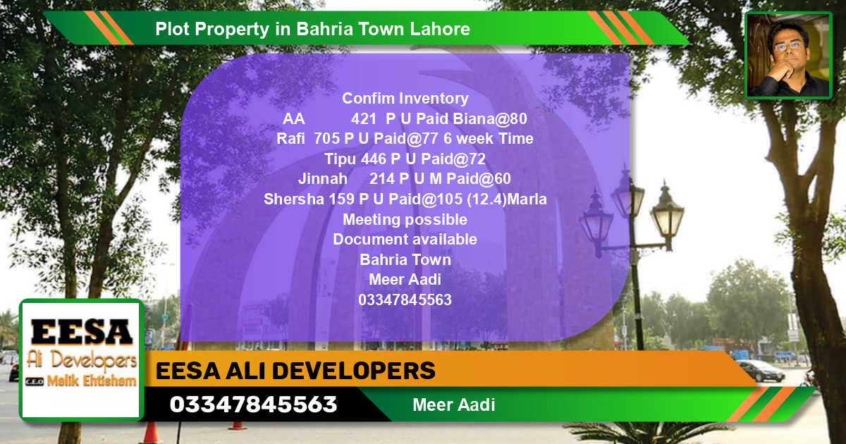 Residential Plot for Sale in Bahria Town, Lahore - (BP-63819)