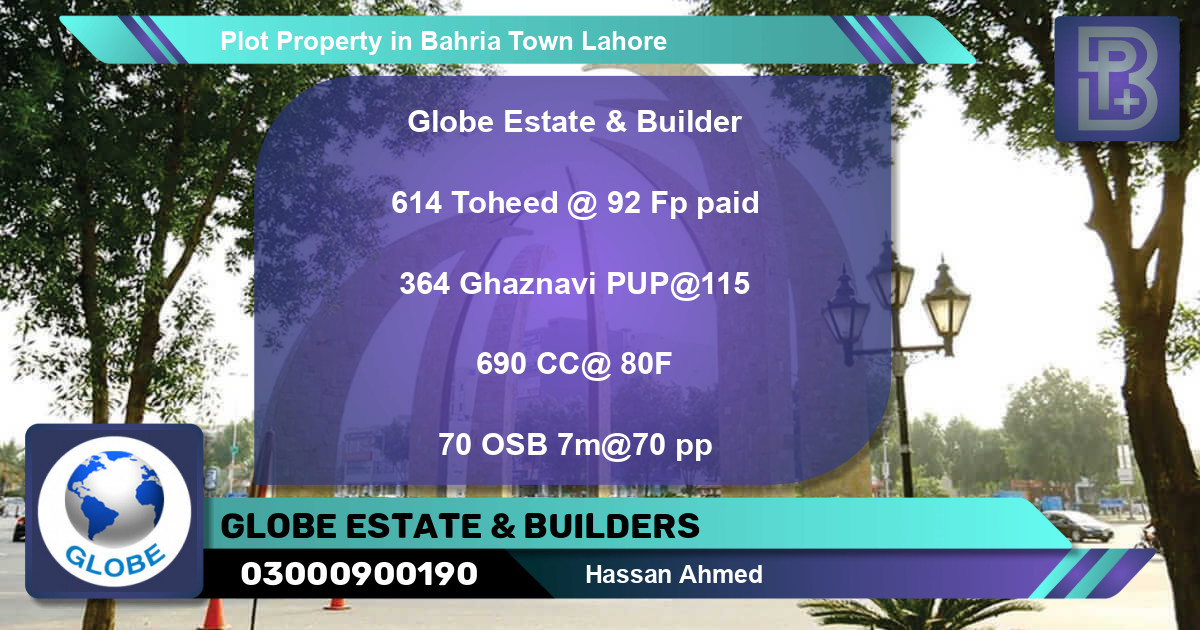 Residential Plot for Sale in Bahria Town, Lahore - (BP-63826)