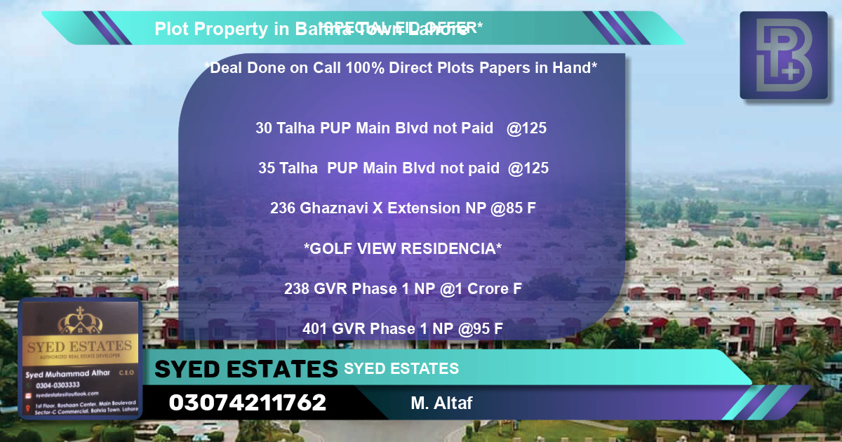 Residential Plot for Sale in Bahria Town, Lahore - (BP-63851)