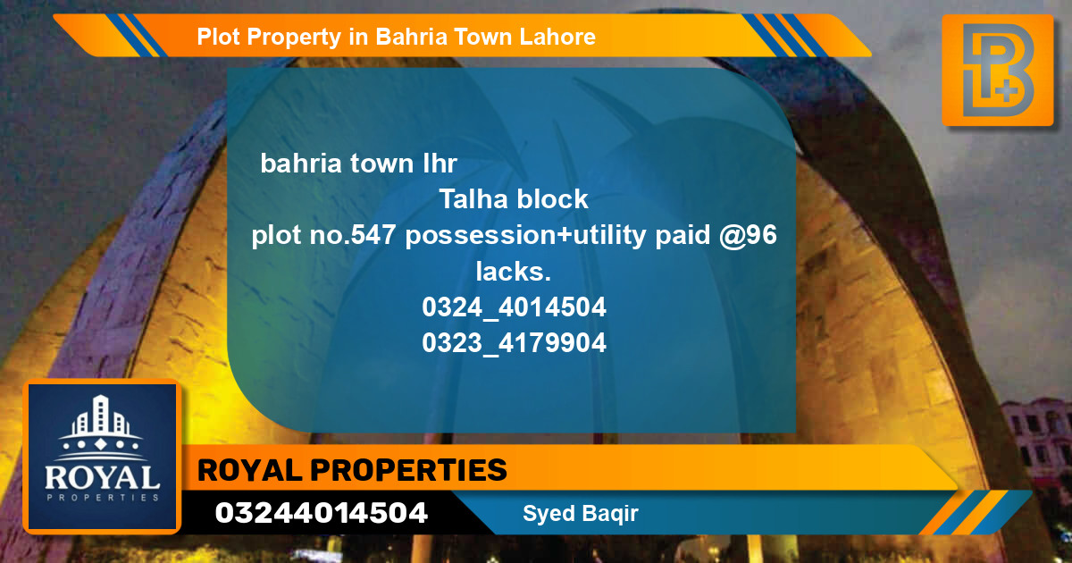 Residential Plot for Sale in Bahria Town, Lahore - (BP-63858)