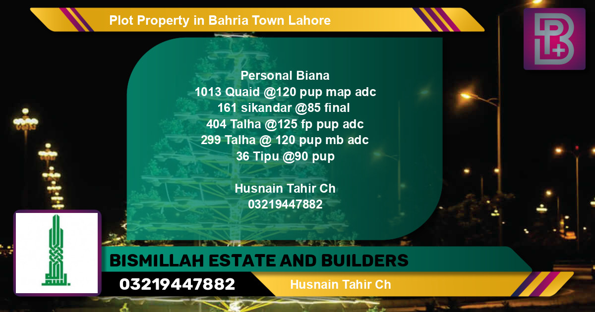 Residential Plot for Sale in Bahria Town, Lahore - (BP-63864)