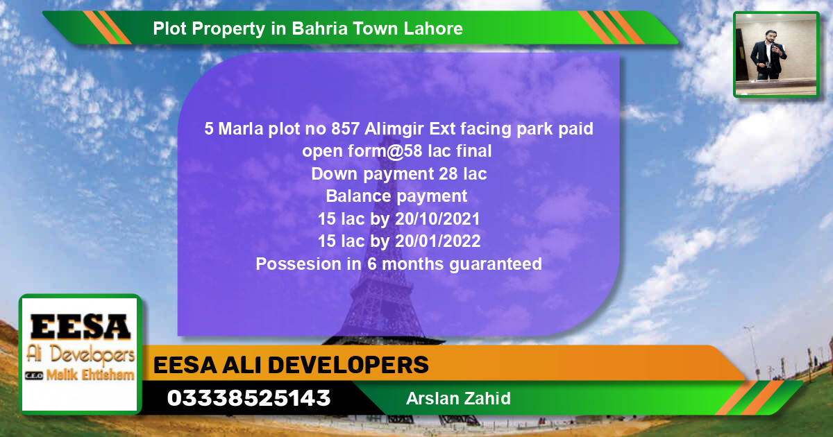 Residential Plot for Sale in Bahria Town, Lahore - (BP-63880)