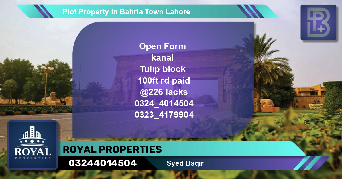 Residential Plot for Sale in Bahria Town, Lahore - (BP-63900)