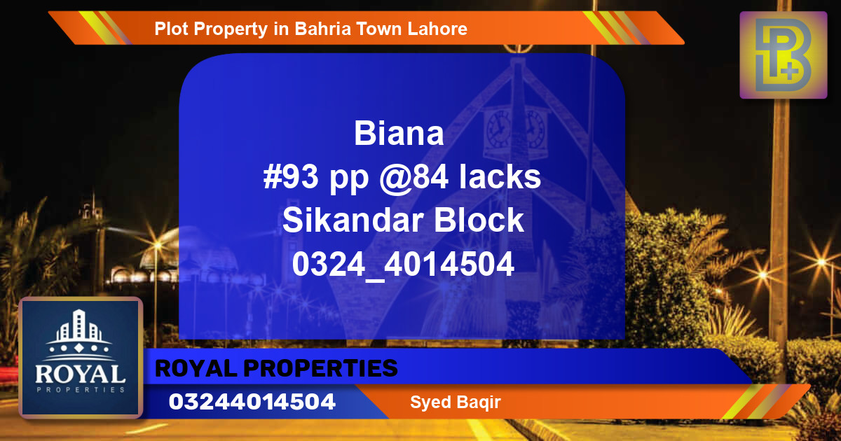 Residential Plot for Sale in Bahria Town, Lahore - (BP-63902)