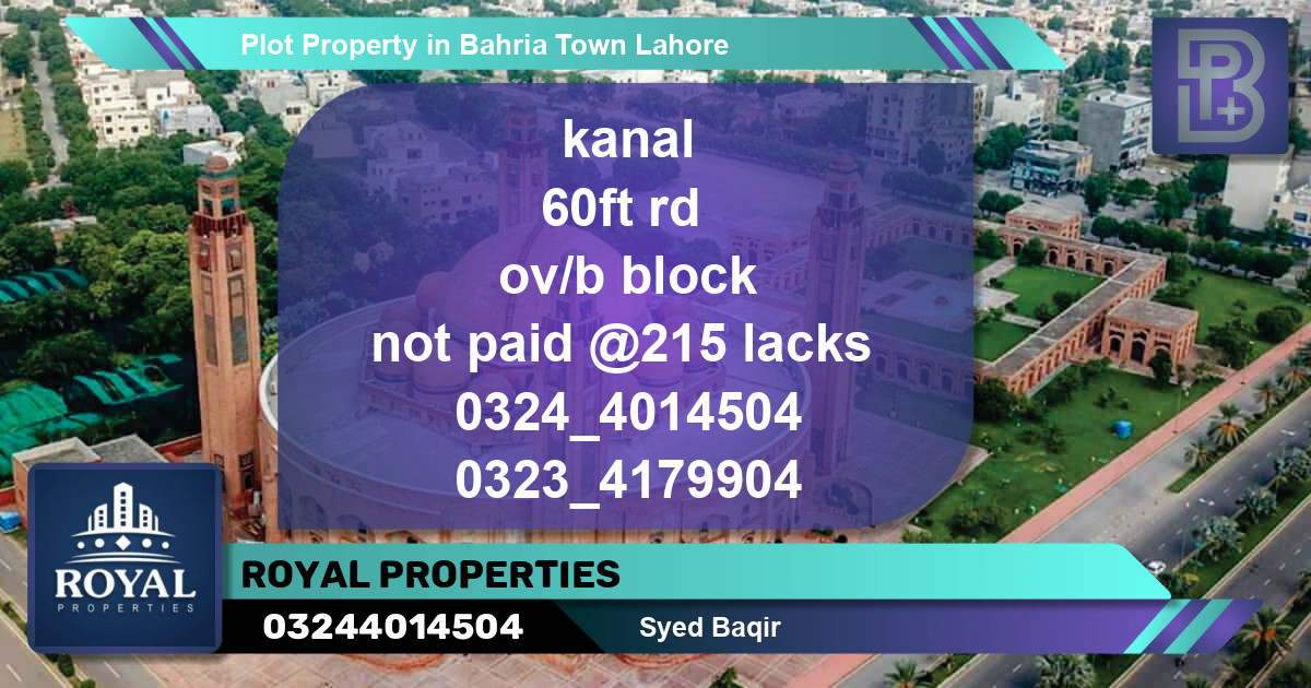 Residential Plot for Sale in Bahria Town, Lahore - (BP-63904)