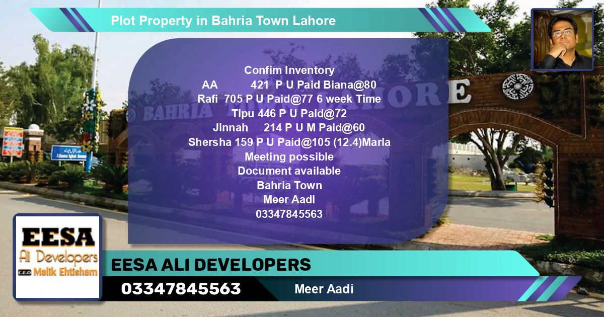 Residential Plot for Sale in Bahria Town, Lahore - (BP-63932)