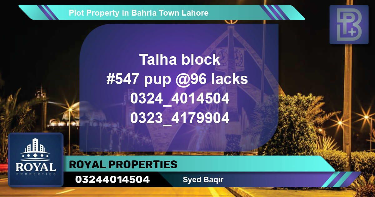 Residential Plot for Sale in Bahria Town, Lahore - (BP-63936)