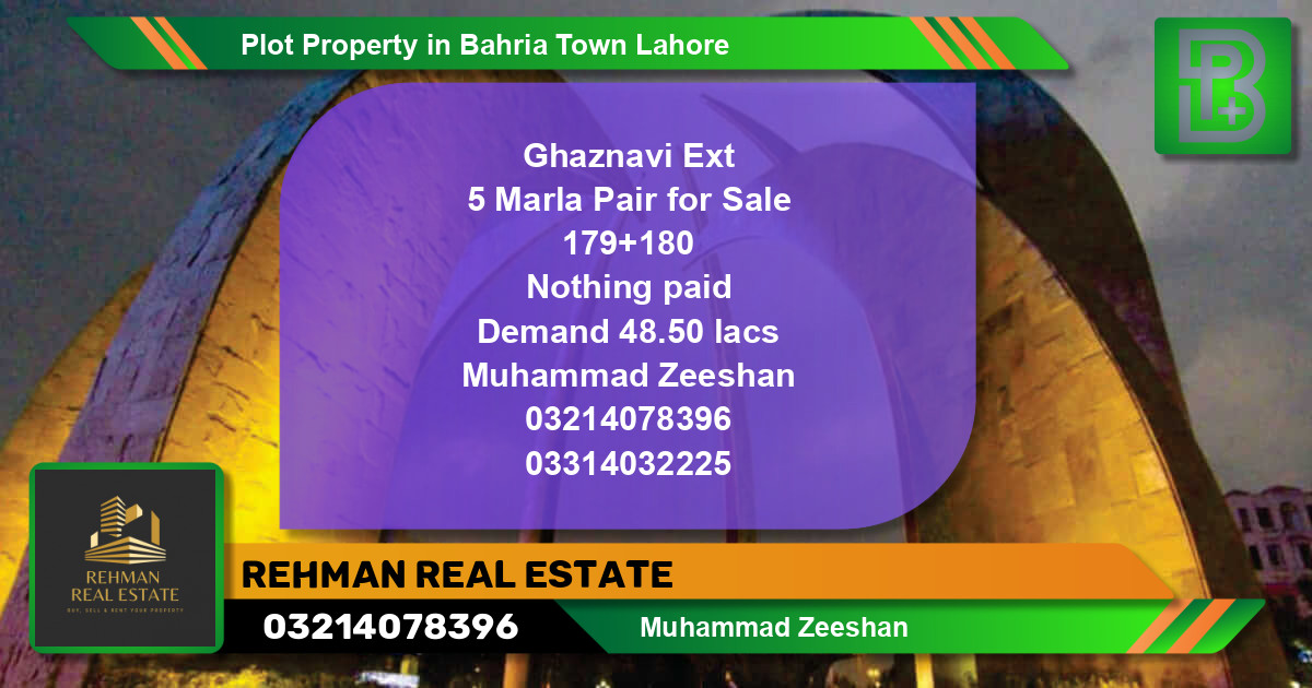 Residential Plot for Sale in Bahria Town, Lahore - (BP-63953)