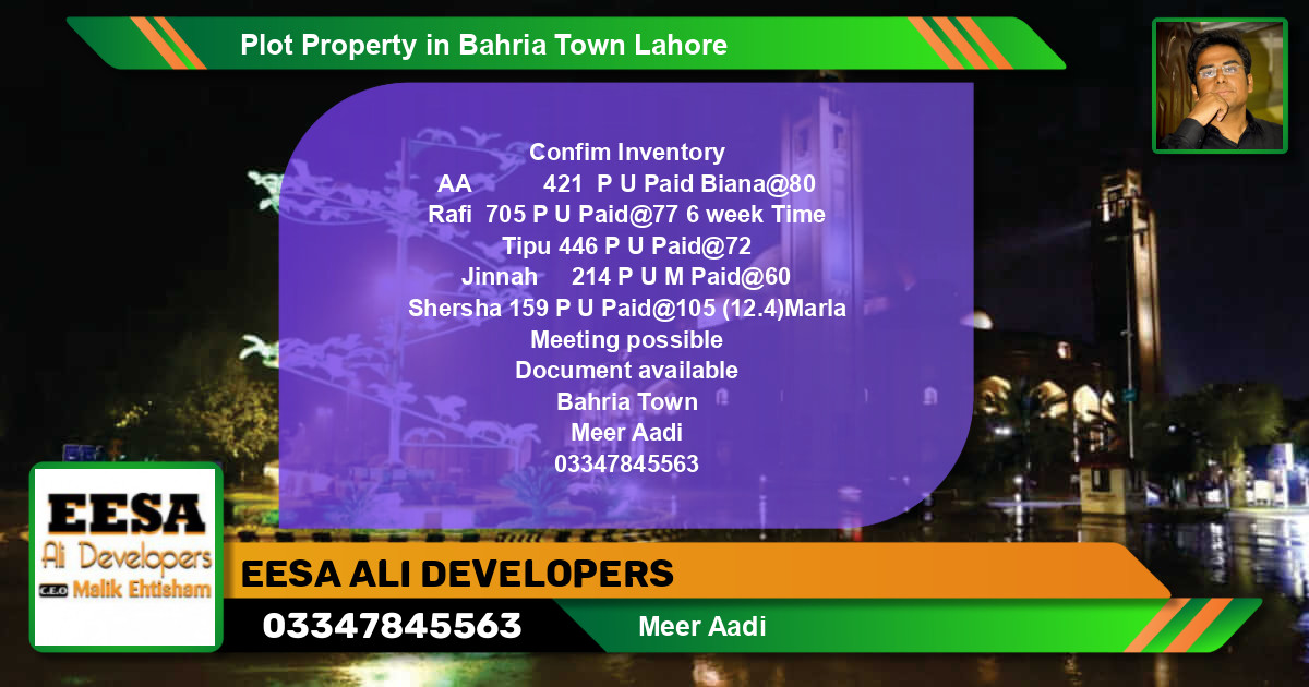 Residential Plot for Sale in Bahria Town, Lahore - (BP-63991)