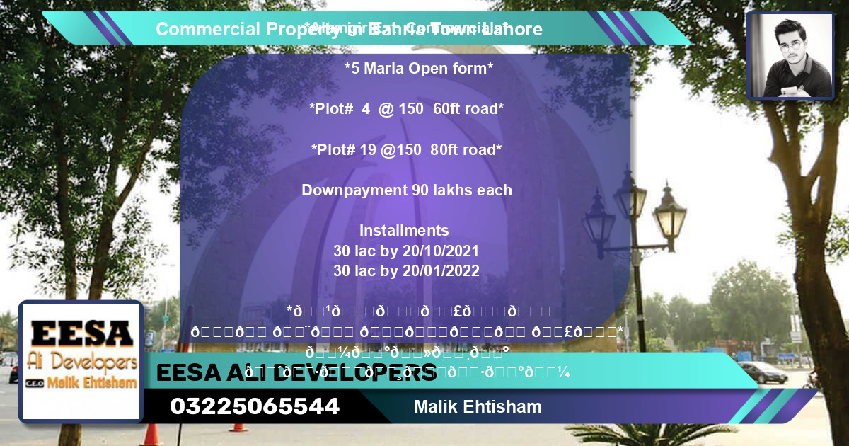 Commercial Property for Sale in Bahria Town, Lahore - (BP-63996)