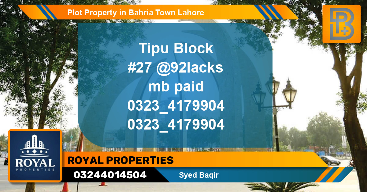 Residential Plot for Sale in Bahria Town, Lahore - (BP-63999)