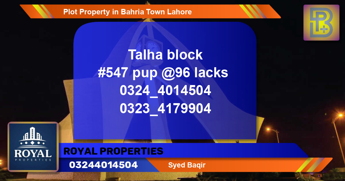 Residential Plot for Sale in Bahria Town, Lahore - (BP-64004)