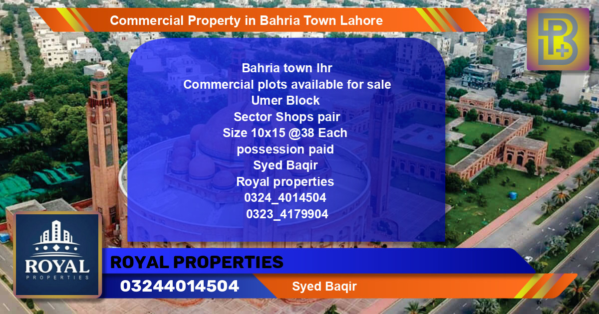 Commercial Property for Sale in Bahria Town, Lahore - (BP-64007)