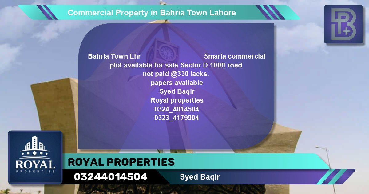 Commercial Property for Sale in Bahria Town, Lahore - (BP-64009)