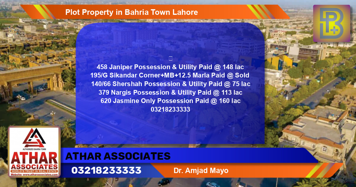 Residential Plot for Sale in Bahria Town, Lahore - (BP-64011)