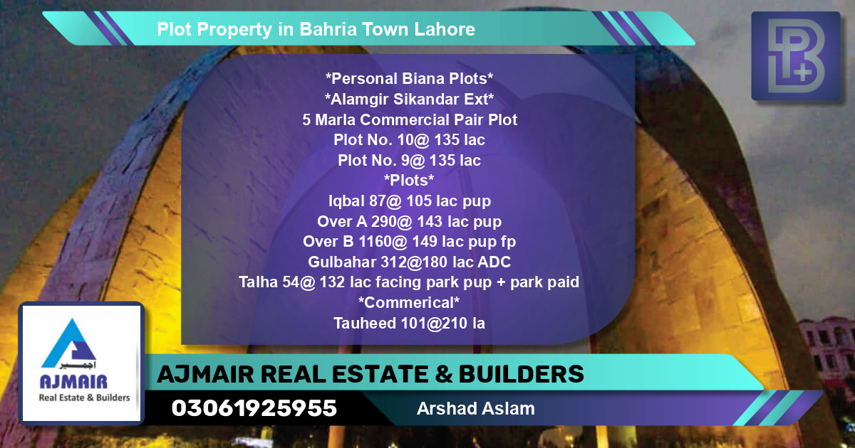 Commercial Plot for Sale in Bahria Town, Lahore - (BP-64023)