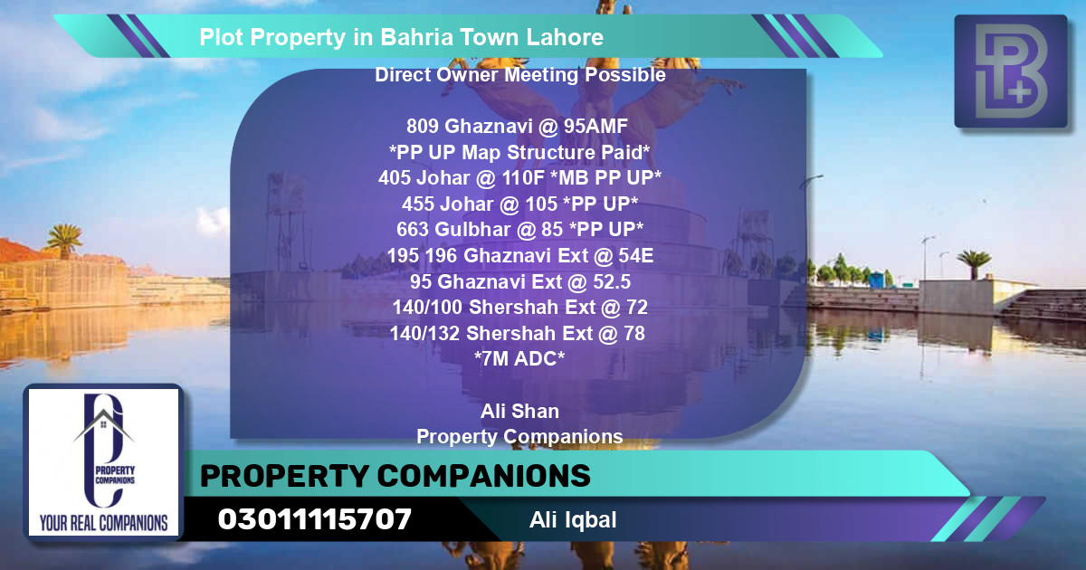 Residential Plot for Sale in Bahria Town, Lahore - (BP-64057)