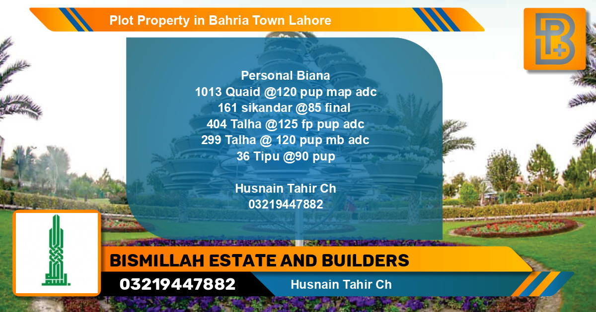 Residential Plot for Sale in Bahria Town, Lahore - (BP-64063)